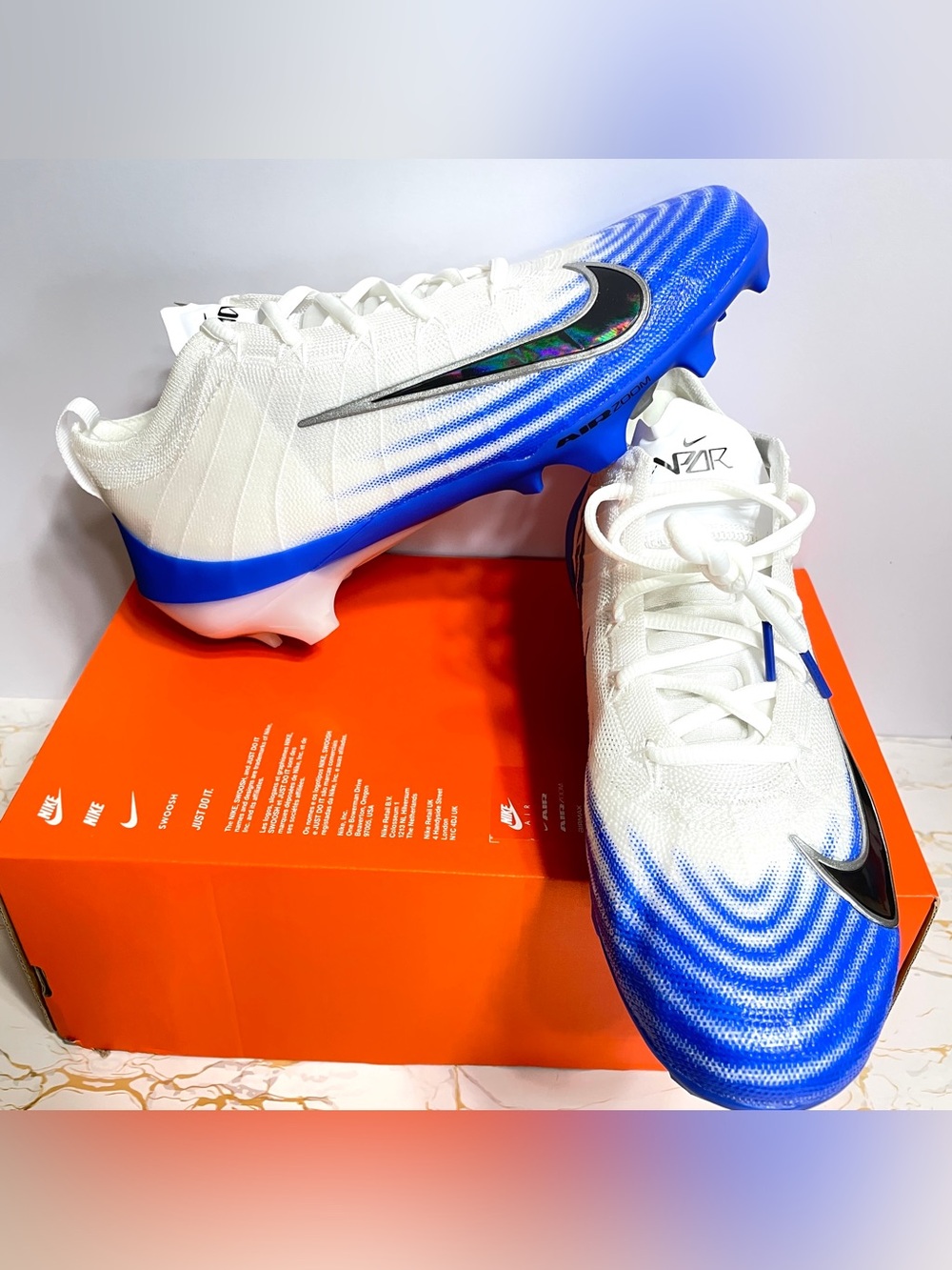 Nike Zoom Vapor Elite 1 Football Cleats Sizes 9, 9.5 & 11 FB3288-101 White Blue